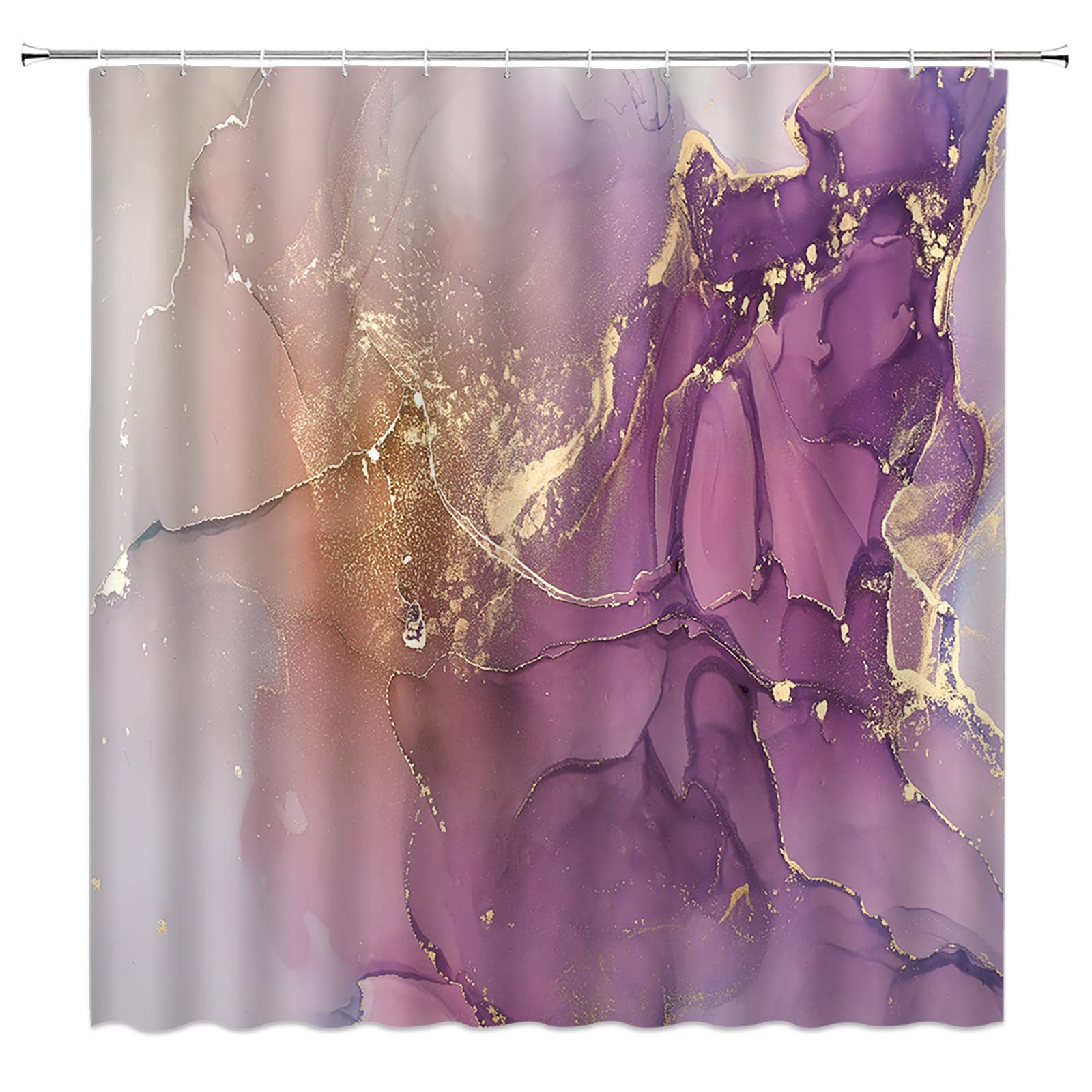 Get Naked Duschvorhang – Violetter Marmor-Look Mit Gold, Wasserdicht & Stylisch (ca. 175x200 Cm)