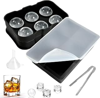 2 Pieces Silicone Ice Cube Mold with Lid, Ice Cube Canister with Lid, Ice Cube Mold Silicone with Funnel and Ice Cube Bar, BPA Free Ice Cube Tray, Ice Cube Mold for Whiskey, Cocktails