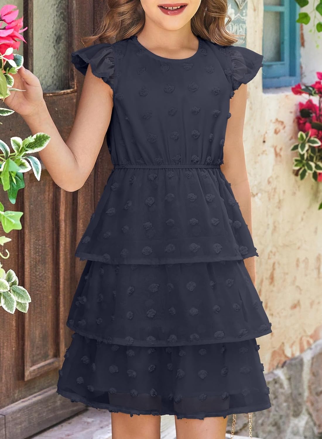 blibean Tween Girls Summer Dress Kids Polka Dot Sun Dresses Size 6-15 Years - Image 3