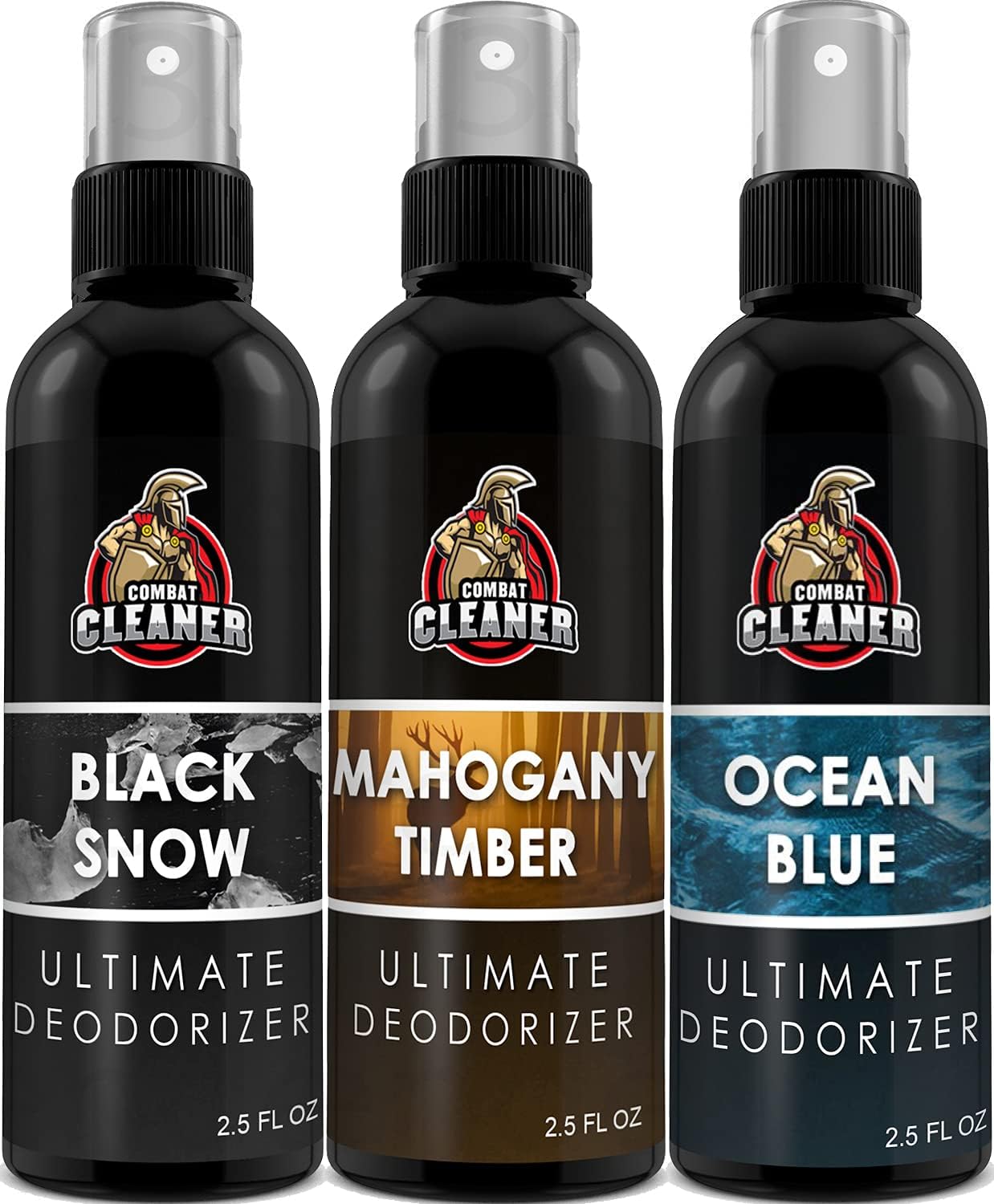 Shoe Deodorizer Spray - Shoe Refresher: Black Snow, Mahogany Timber & Ocean Blue - Shoe Odor Eliminator for Sneakers, Gym Bags & Lockers - Men’s Deodorant Spray by Combat Cleaner
