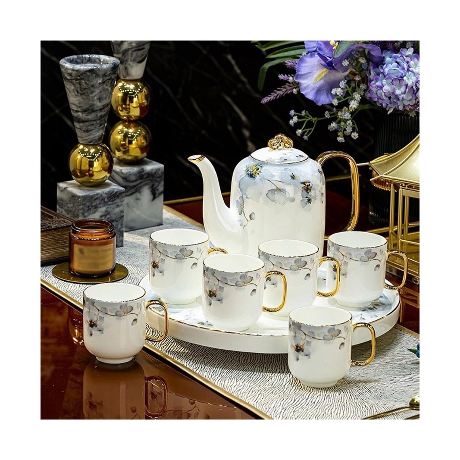 Bouilloire à thé et carafe service à eau en céramique céramique 8 pièces