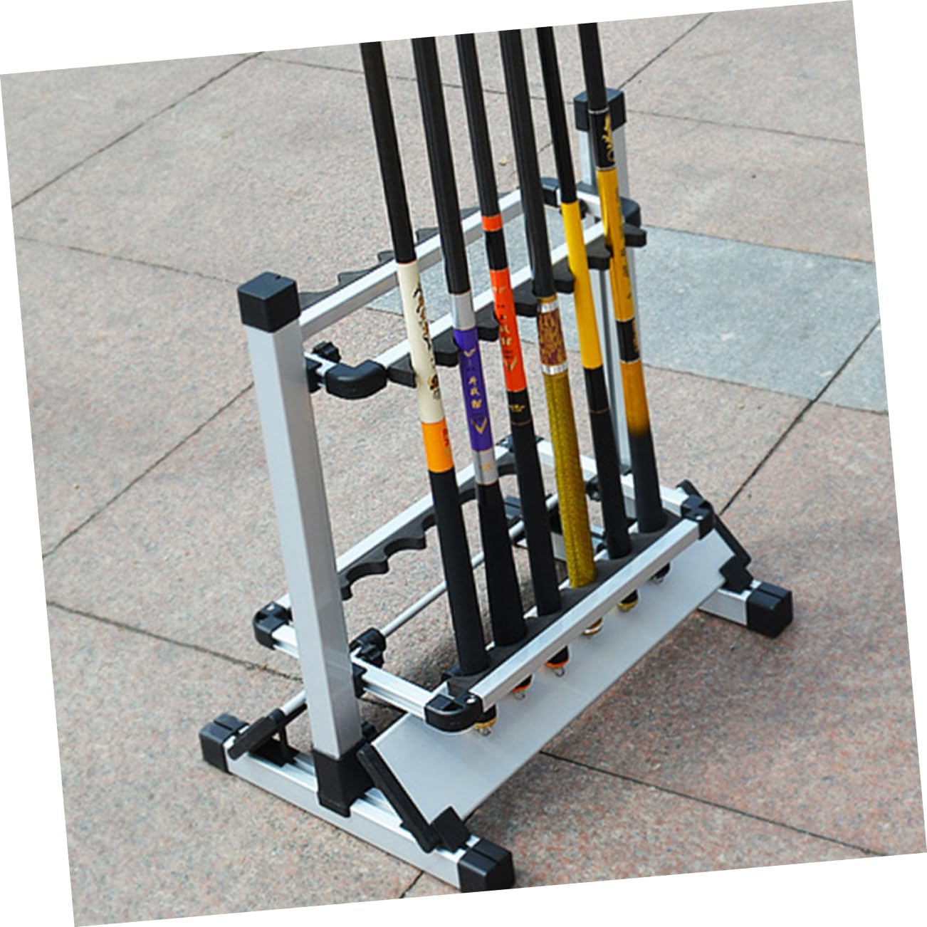 12holes Fishing Rod Rack Display Stand Rod Holder Aluminum Alloy No Tools Needed Assembly