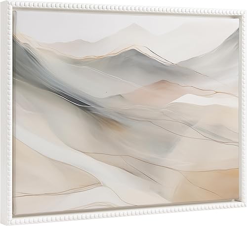 Kate and Laurel Sylvie - Lienzo enmarcado con diseño de paisaje de montaña místico con cuentas, estilo vintage, 18 x 24 pulgadas, color blanco, arte