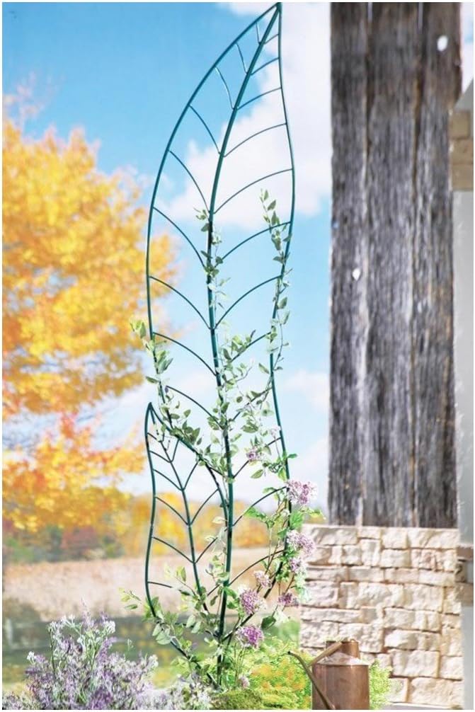 GARDEN ARBOR LEAF TRELLIS OUTDOOR METAL STAKE SCULPTURE STATUE Yard Decor Flower