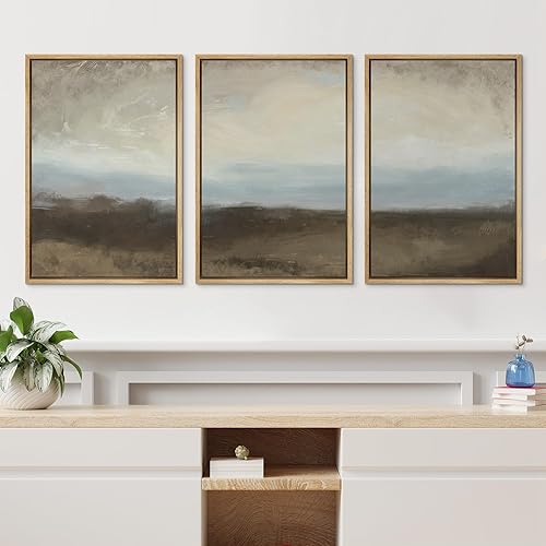 Miniatura 2 de wall26 Lienzo enmarcado para pared, juego de arte rural nublado, cielo, campo, naturaleza, desierto, ilustraciones de bellas artes, paisaje