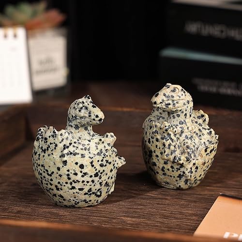 Miniatura 9 de Rockcloud Estatua de huevo de dinosaurio de aventurina azul de cristal curativo hecho a mano para meditación, escultura de animales para decoración