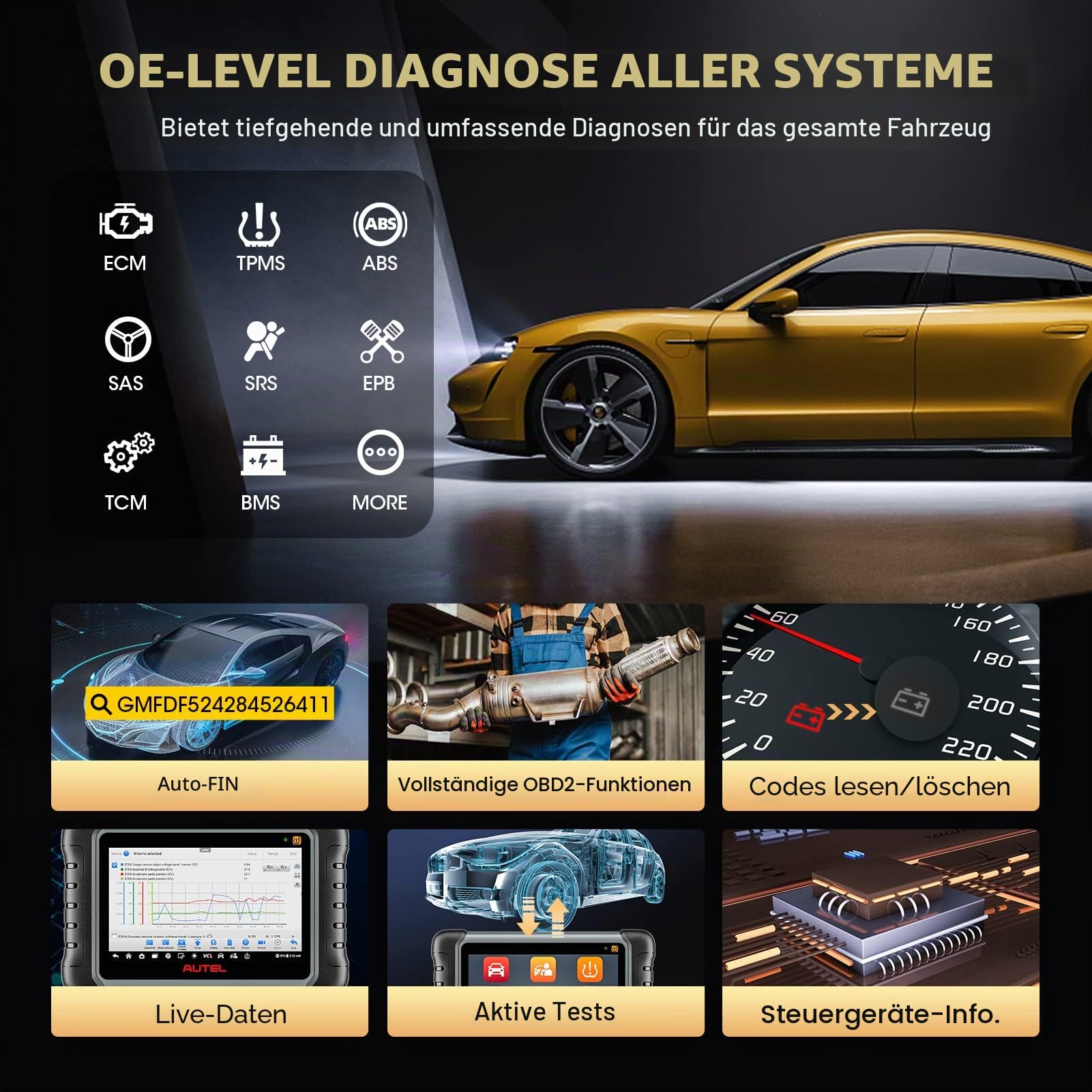 Autel MaxiPRO MP808S-TS Diagnosegerät Scanner 2023 Neueste mit 2 Jahre Update, ECU-Codierung, Full TPMS Lösung, 31+ Dienstleistungen, Active Test, OE Full Diagnose, TPMS Sensor Programmierung | 2 Jahre Updates, TPMS-Programmierung, wie MS906 PRO-TS MP900-