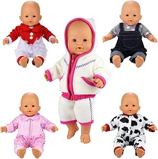 BARWA 5 Sets Jumpsuits Clothes Outfits Handmade Costume Pajamas for 14 to 16 Inch Dolls - coolthings.us