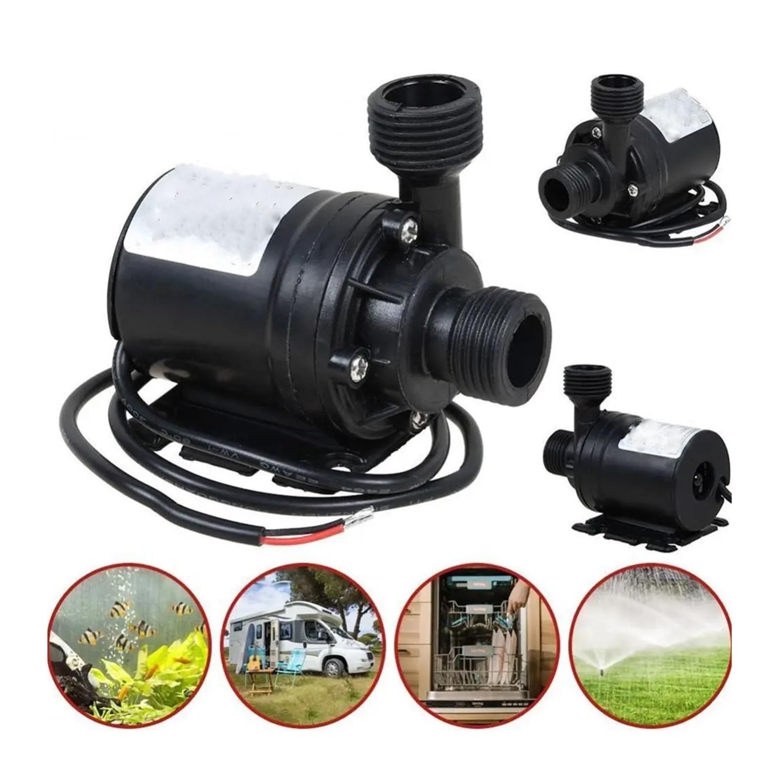 1 szt. Pompa zanurzeniowa 18 W, 800 l/h, pompa wodna DC, pompa ogrodowa wysokociśnieniowa DC 12 V, wodoodporna, IP68, cicha, o wysokiej wydajności, udźwig 5 m
