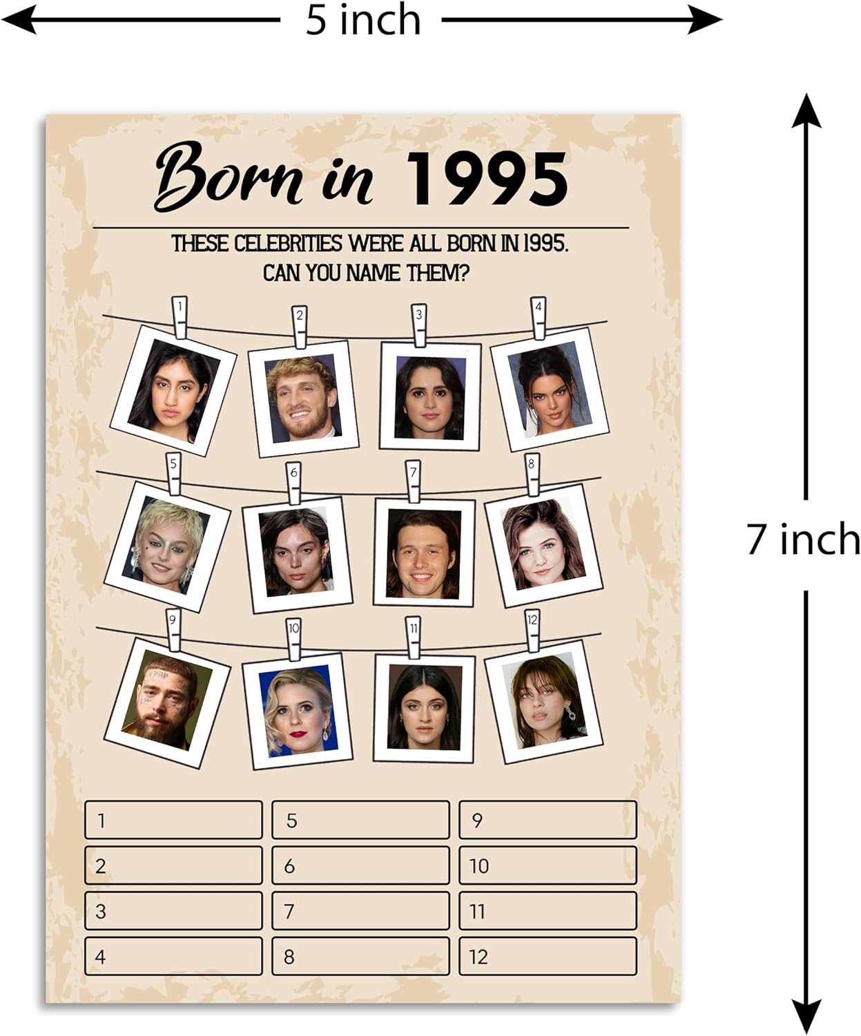 60 th Birthday Party Games, Set of 3 Activities for 10 Guests, Born in 1965 Games Bundle, Birthday Party Supplies for Adults, Pack of 30 Cards