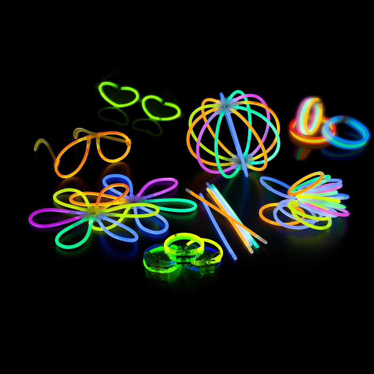 Glow Sticks Bracelets Mixed Colors,100 Pieces 8" Glow Stick Party Pack with Connectors to Make Bracelets, Necklaces, Eyeglasses, Flowers, Butterfly, Balls etc