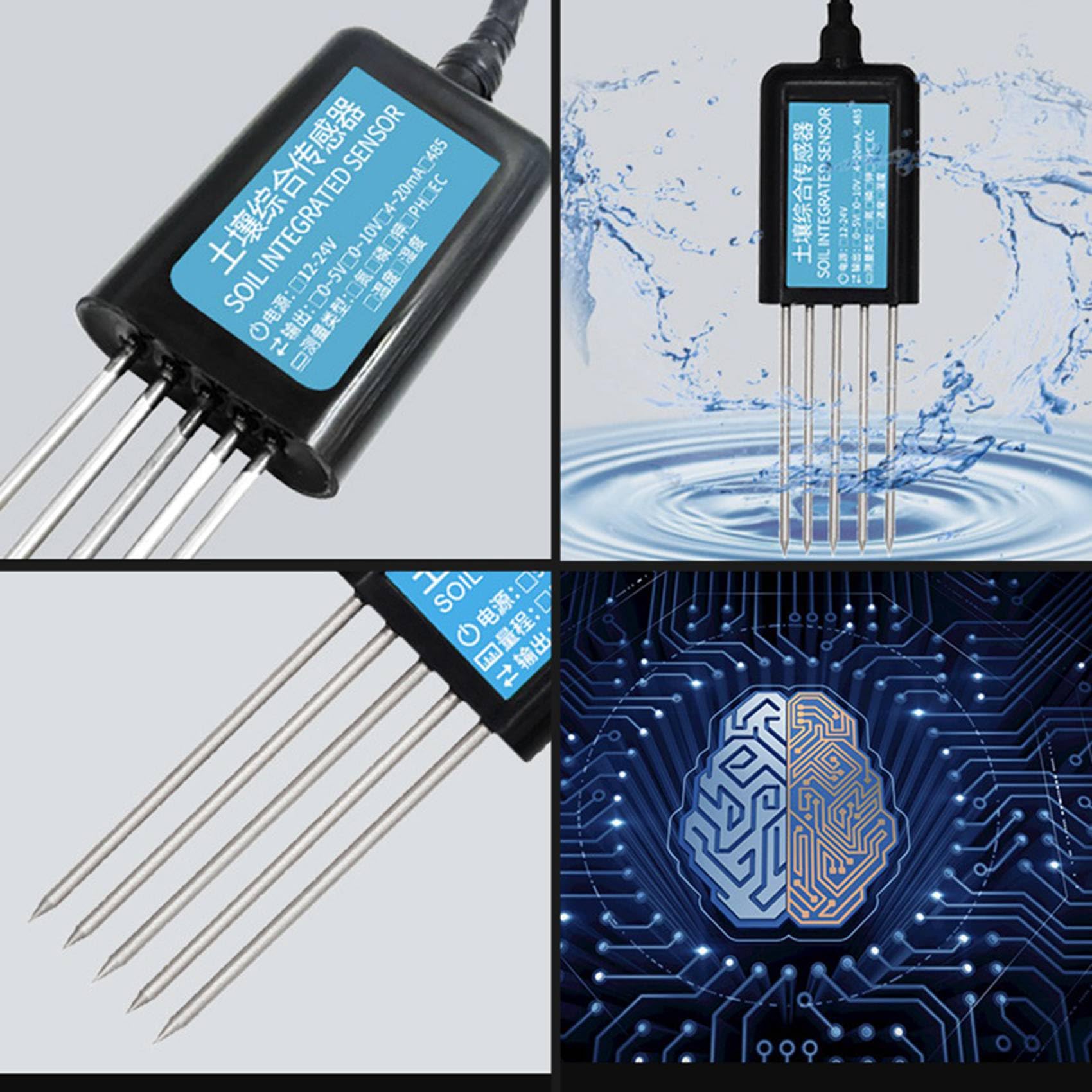 3X 7 en 1 RS485 Sensor de Humedad y Temperatura del Suelo PH Conductividad Nutriente Sal NitróGeno FóSforo Transmisor de Potasio