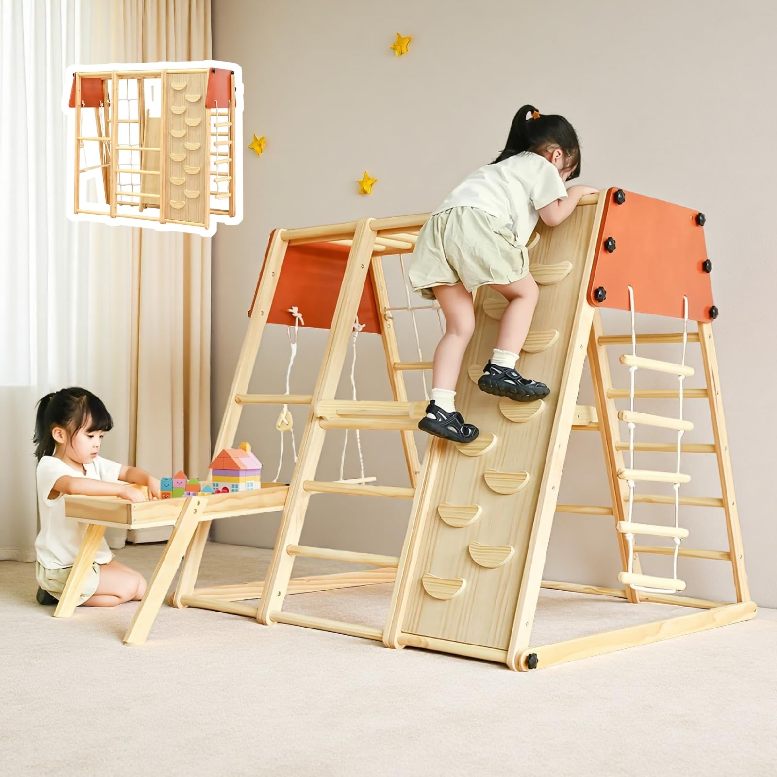 Amazon.co.jp: SOFTSEA ジャングルジム 室内 木製 9WAY 折りたたみ収納