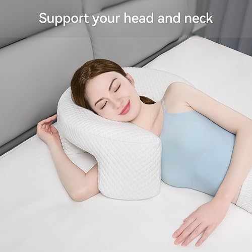Miniatura 7 de Almohada de dormir lateral con agujeros para los brazos, almohada ergonómica de espuma viscoelástica para alivio del dolor cervical, cuello, hombros