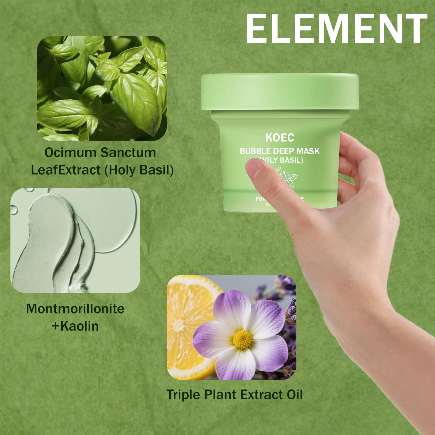 Holy Basil Bubble Deep Face Mask – Foaming Clay Mask with Basil Extract for Deep Cleansing, Pore Purification & Gentle Exfoliation, Style Bubble Mask for Oily & Acne-Prone Skin (01) - Image 3
