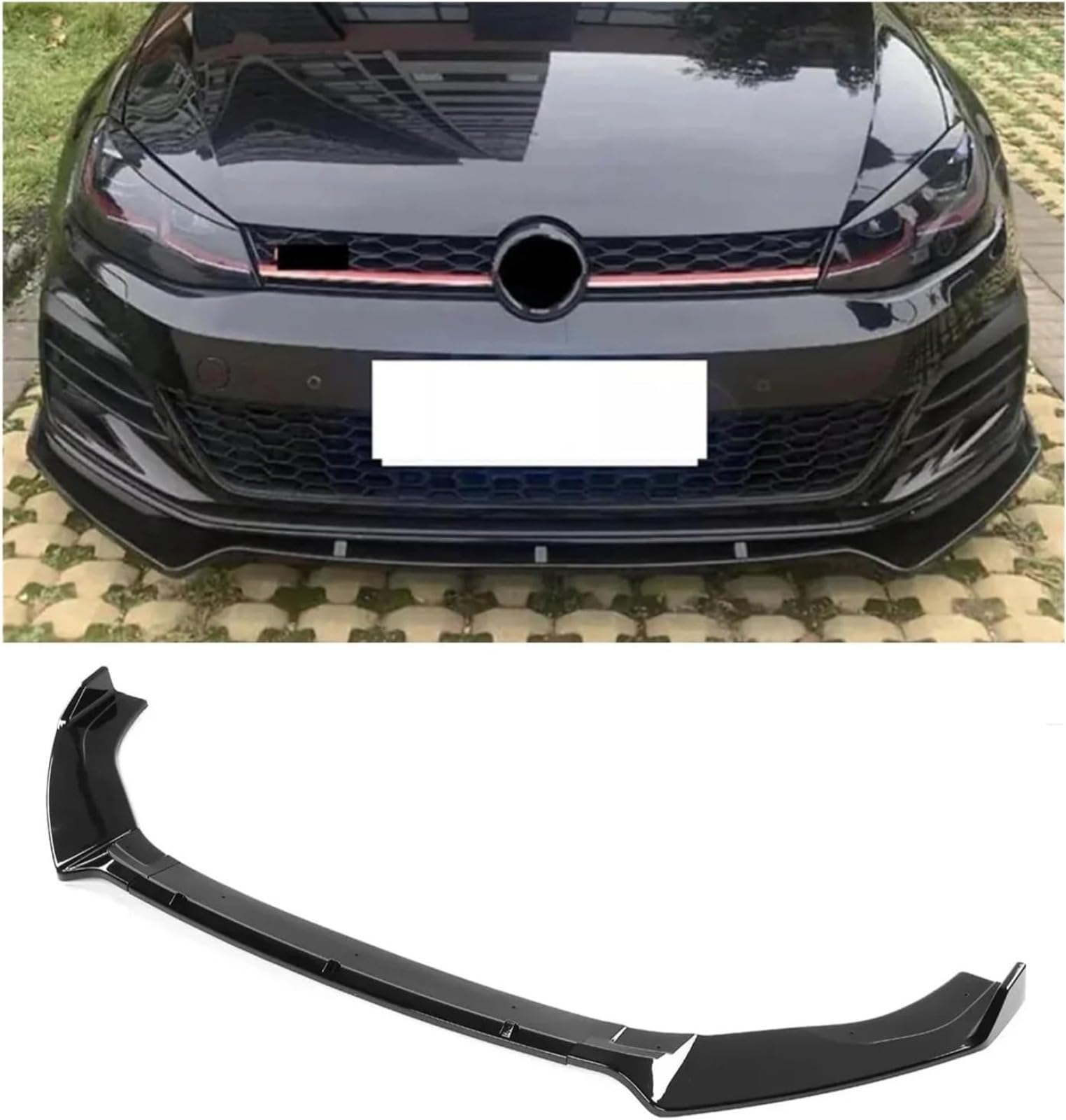Spoiler Anteriore Per VW Golf 7.5 MK7/MK7.5 (2013-2020) GTI/GTD/R/R-Line, ABS, Nero Pianoforte, Carbon Fiber Texture, Pittura Opaca, Da Imbullonare,Modifica dello splitter anteriore/del labbro anterio