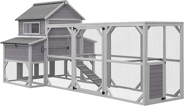 Aivituvin Chicken Coop Extra Large Chicken House 55ft2 for 10-15 Chickens Outdoor Wooden Hen House Poultry Cage with 6 Nesting Boxes, 6 Perches, Large Run 137" L