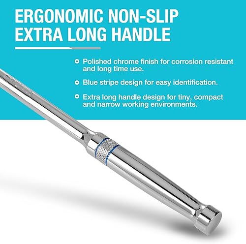 Miniatura 7 de DURATECH Mango de trinquete de 3 piezas, mango de trinquete extra largo, 14 pulgadas, 38 pulgadas, 12 pulgadas, llave de trinquete de 90 dientes con