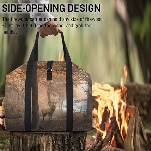 Miniatura 55 de Bolsa de transporte de leña de gallo, grande, duradera, para chimenea, accesorios para estufas de leña de 39 x 18 pulgadas, soporte para leña