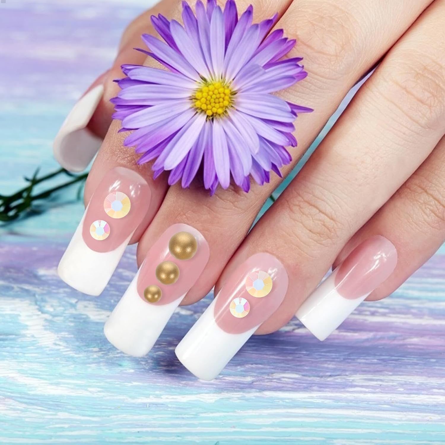 TEHAUX Semi-Round Imitation Pearl Resin Nail Charms 100g Pack Multi-Size Wear-Resistant DIY Nail Art Decoration for Manicure Supplies and Phone Case Accessories