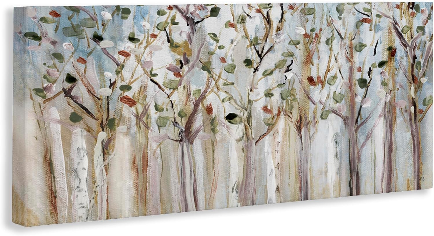 Birch Forest Landscape, 10 x 24 Inch Canvas Wall Art