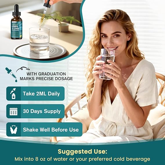 Liposomal Lymphatic Drainage Drops - 21 in 1 Liver Cleanse Detox & Repair with Milk Thistle, Echinacea, Burdock Root, Liposomal Glutathione, Vitamin Complex ''Lymph-Liver'' Gut & Metabolic Health