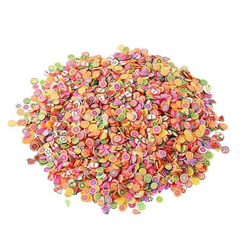 DECORA 1/4 Inch 3200 Pieces Mini 3D Fruit Slices for Slime Crafts, Nail Art and Face Decoration
