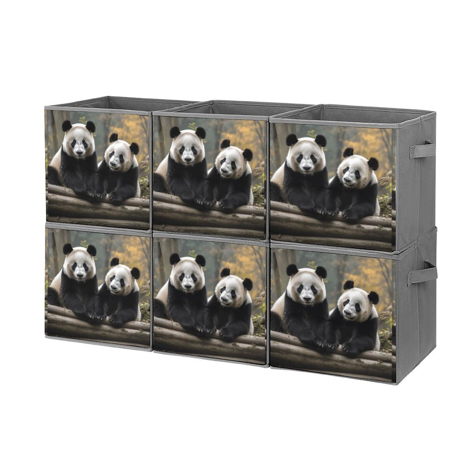 Boîtes de rangement pliables cube empilable panda pour organisation placard et bac à jouets tissu