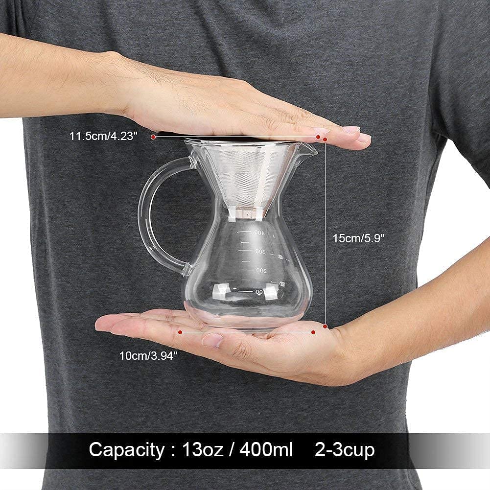 Cafeteira Vidro Borossilicato - Coador Café Reutilizável Filtro Aço