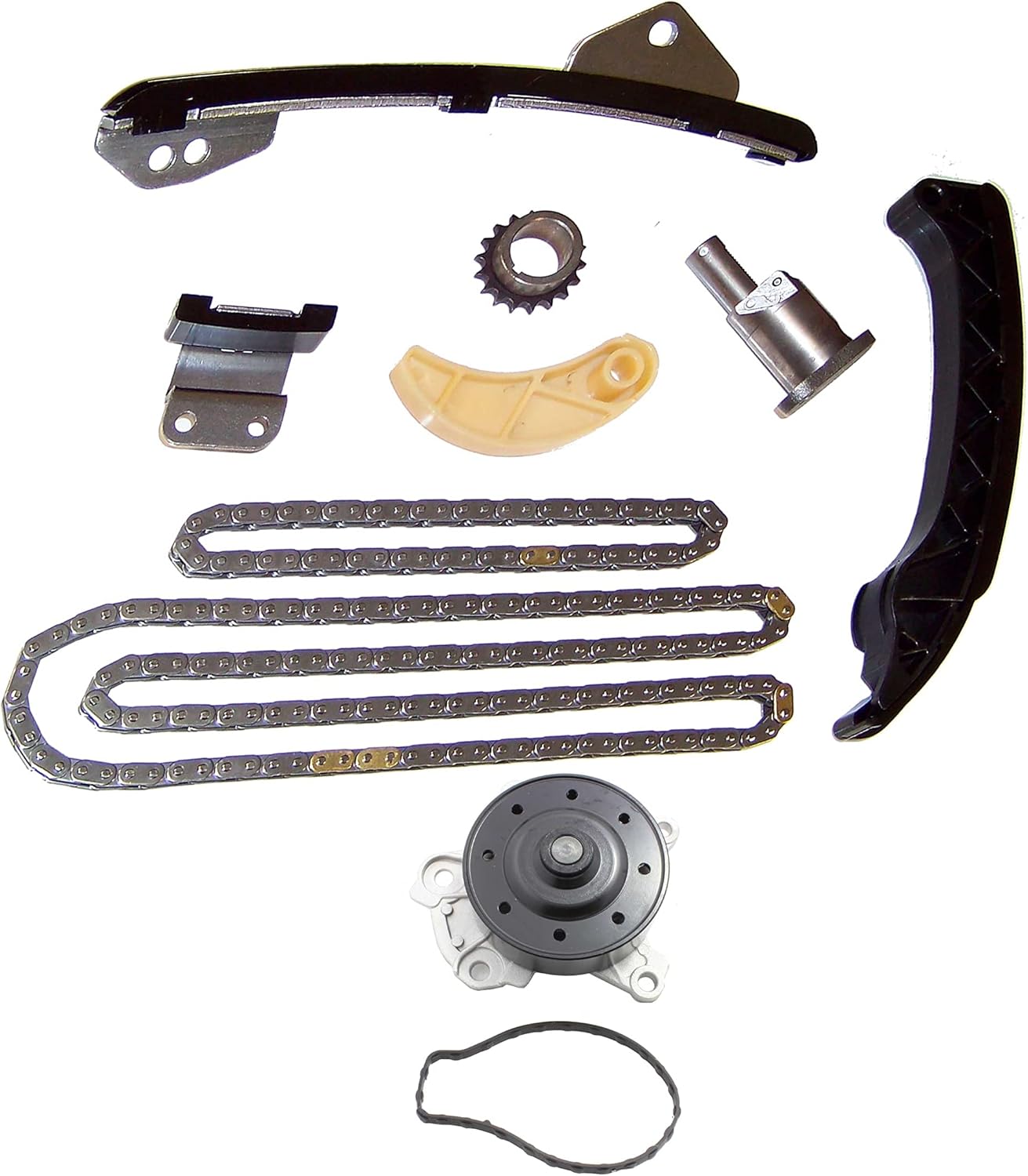 DNJ TK928WP Timing Chain Kit with Water Pump for 2008-2019 Pontiac, Scion, Toyota Corolla, Matrix, Vibe 1.8L L4 16V DOHC 1798cc