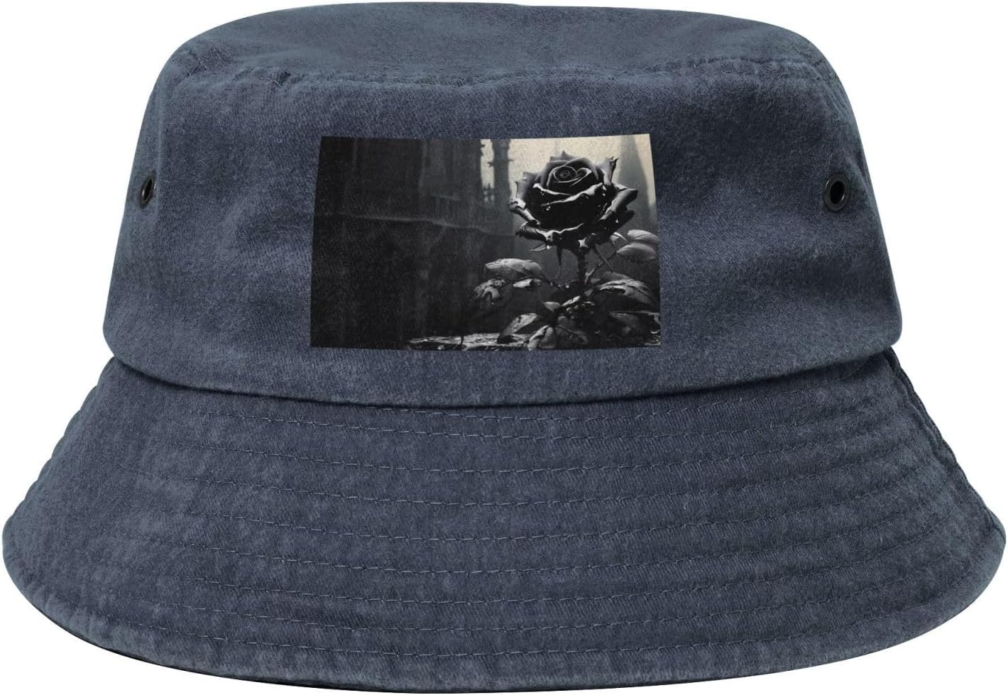 Gothic Rose Printed Cowboy Fisherman hat, Suitable for Outdoor Fishing Beach Party Fisherman hat Hip-hop hat,