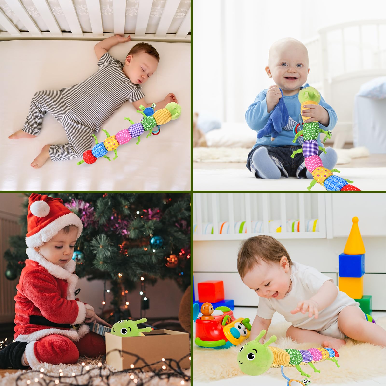 Herenear Juguete de felpilla de felpa, juguete musical de peluche, sonajero y texturas, juguete para bebé de 6 meses, regalo para niños y niñas