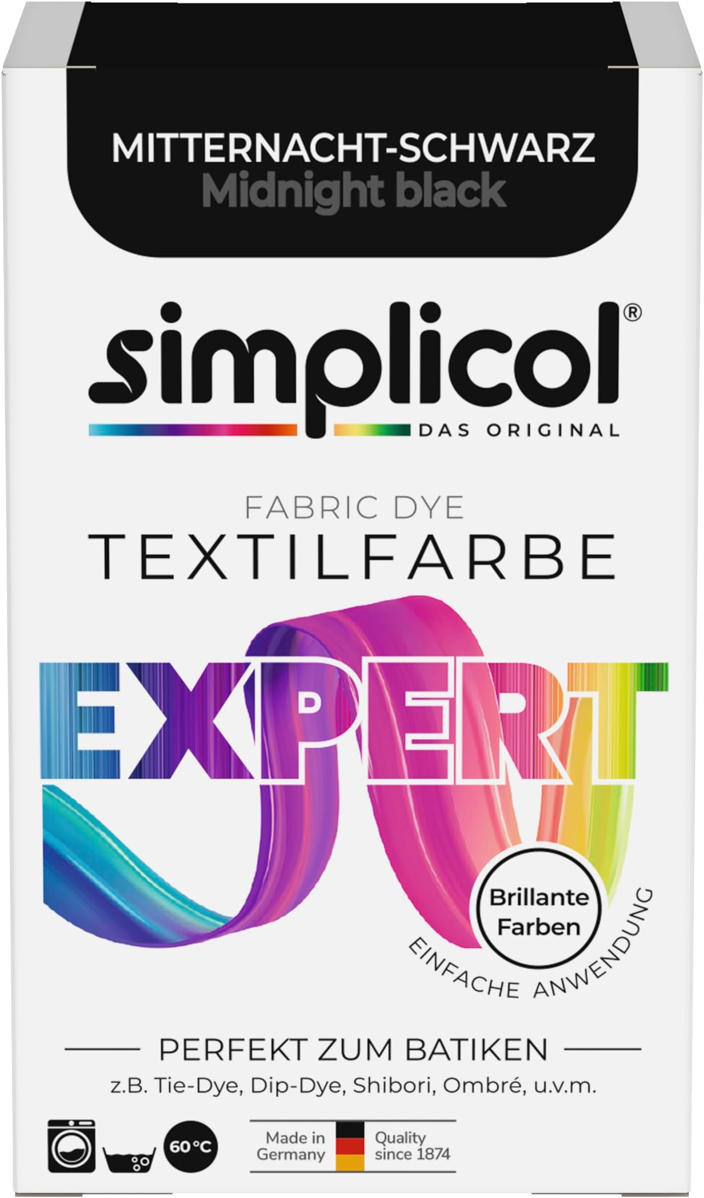 simplicol expert fabric paint for washing machine or manual colouring: Tie Dye, Recolour, and Restore Your Fabrics and Clothes - Midnight Black (pack of 1)