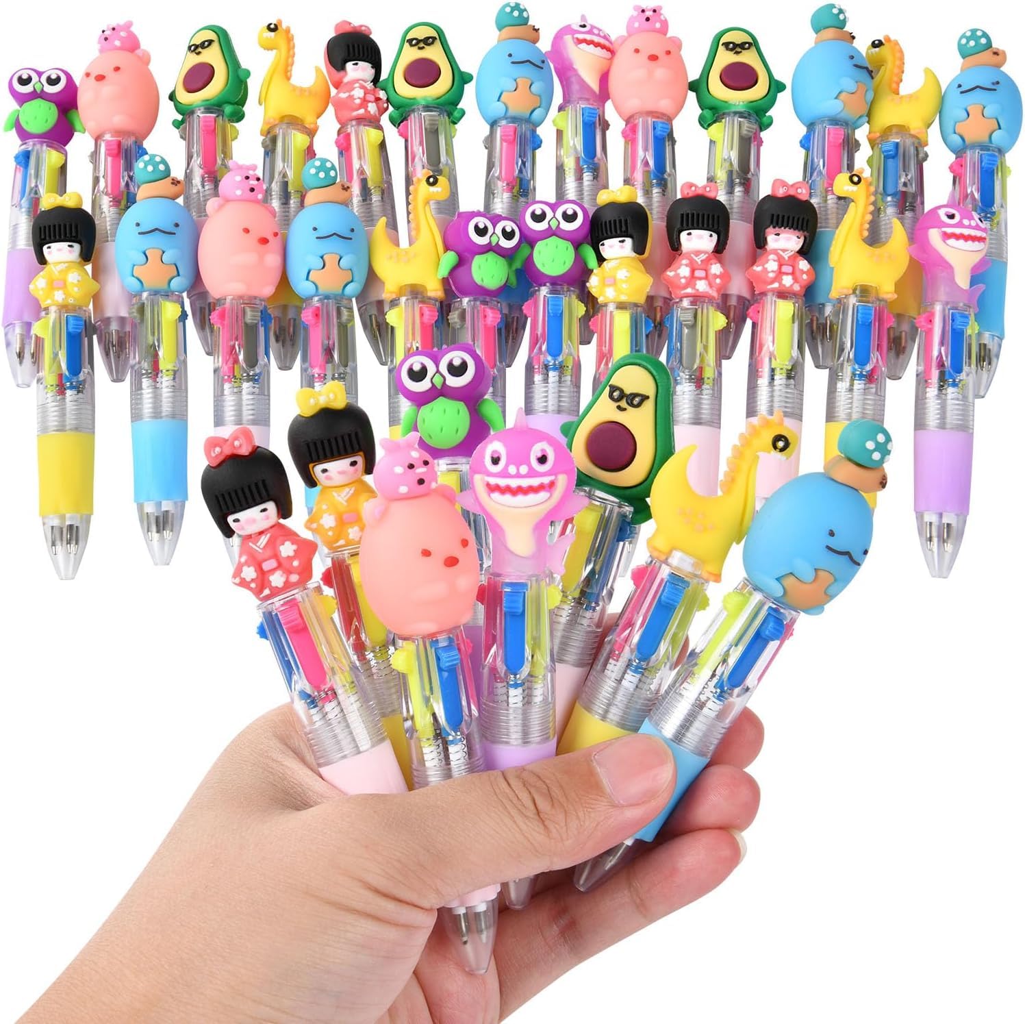 AUAUY Multicolor Ballpoint Pen Set, 32Pcs Novelty 4 Colors Mini Pens
