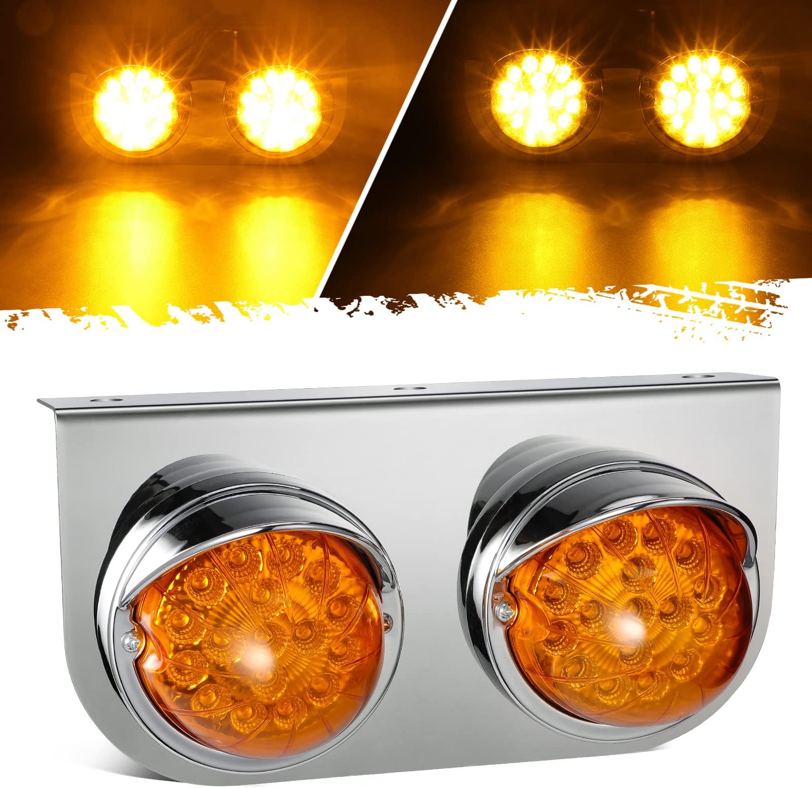 17 LED Amber Truck Marker Lights With Bracket – Waterproof Stop/Turn Signals For Semi Trucks & Trailers