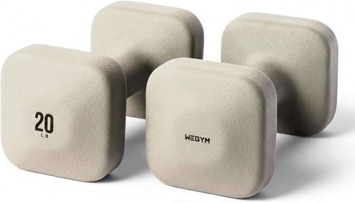 WeGym Square Dumbbells for Home Gym, Hand Weights for Strength Training | SafeGrip Free Weights, Dumbbells Set of 2, Anti-Slip Handles, Non-Rolling Strength Training Equipment