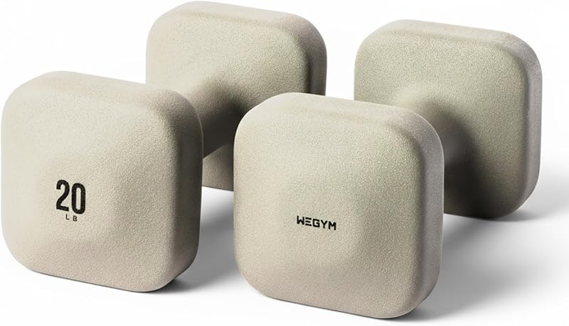 WeGym Square Dumbbells for Home Gym, Hand Weights for Strength Training | SafeGrip Free Weights, Dumbbells Set of 2, Anti-Slip Handles, Non-Rolling Strength Training Equipment