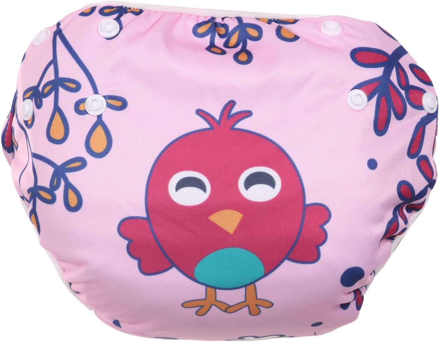 POLKA TOTS Reusable & Washable Swim Diaper, Leak proof & Adjustable Swimsuit Costume for Toddlers Baby Girls and Baby Boys (Bird Print, 2-12 Months)
