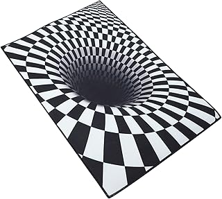 Alfombra Cat Vertigo Alfombra de ilusión 3D para perro Alfombra de piso Alfombra antideslizante divertida para decoración de sala de estar Alfombra de juguete para perros y gatos (Color: Negro Blanco