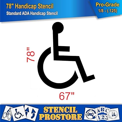 Miniatura 2 de Plantilla de estacionamiento  Plantilla ADA para discapacitados de 78 pulgadas (6 pulgadas de trazo)  3 plantillas  78 x 68 x 18 pulgadas (128 mil)