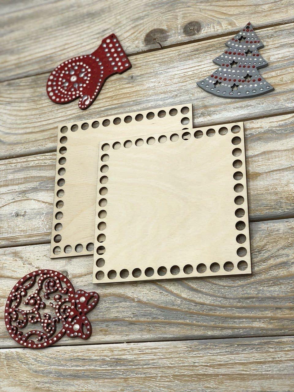 Bobilon Square Plywood Bases for Crochet Baskets, Set of 2-7.8 in / 20 cm image 3