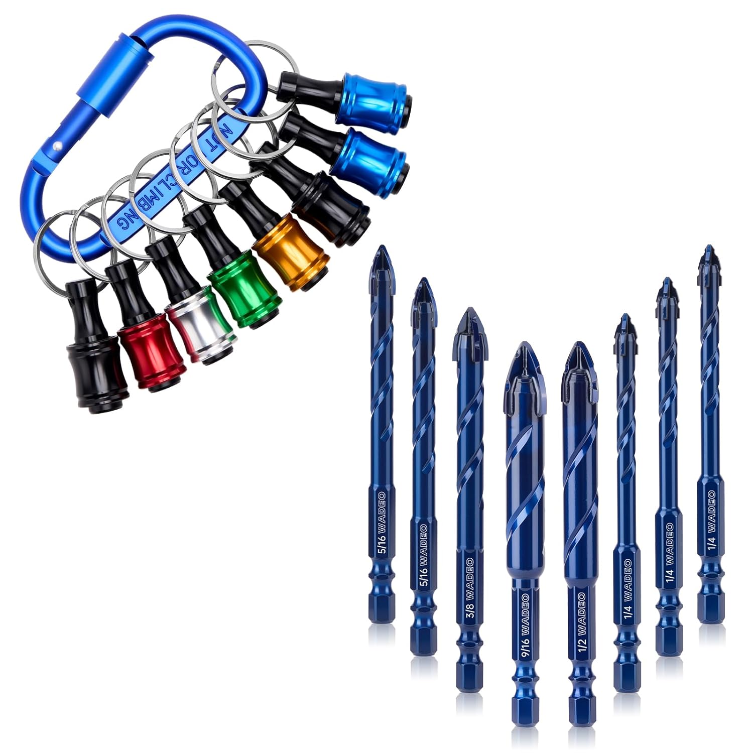 17Pcs Serrated Masonry Drill Bit Set with Bit Holder, 1/4 to 9/16 Inch Four Blade Serrated Eccentric Drill Bits Kit, Carbide Four-Edge Drill Bits for Tile Glass Brick Plastic Wood