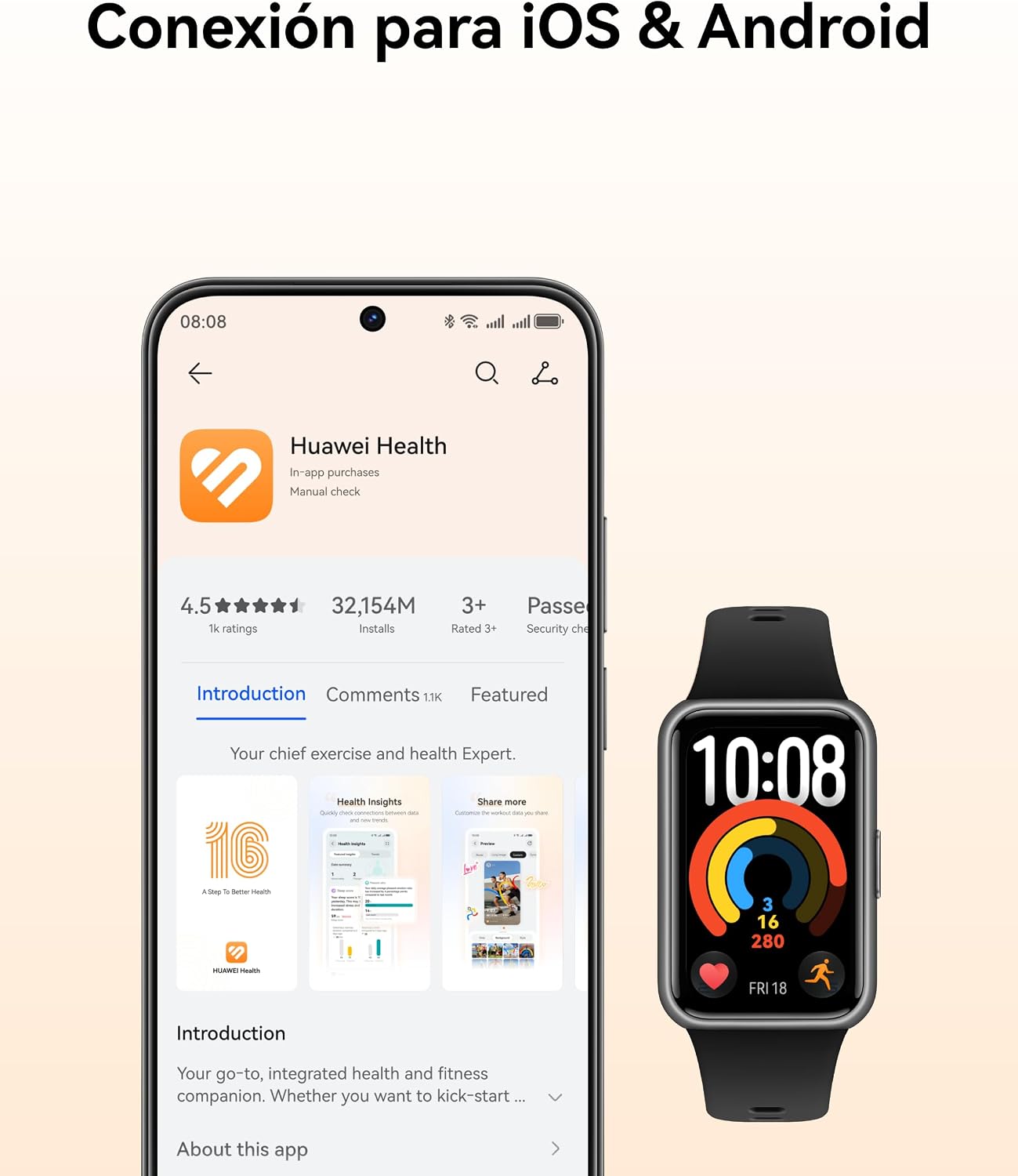 HUAWEI Band 11 Smartwatch, 1,62″ AMOLED 1500 Nits, Rastreador de Actividad, Frecuencia Cardíaca y SPO₂, hasta 14 Días Autonomía, Bienestar Emocional, Resistencia Agua, Bluetooth, Android & iOS, Negro 11