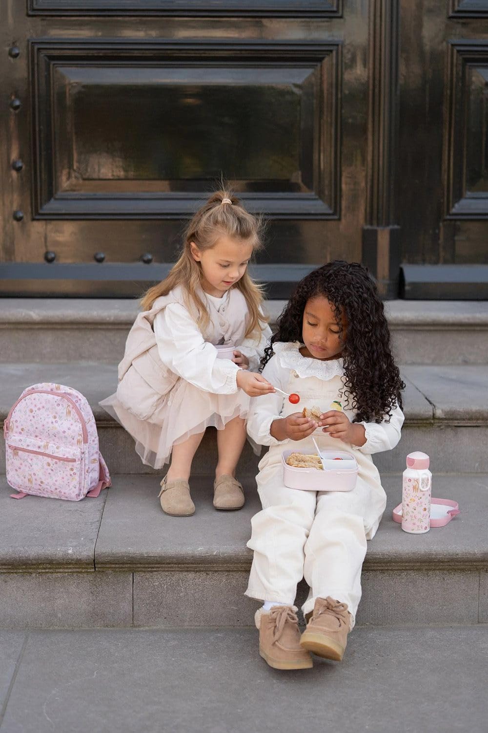 Little Dutch Set Rucksack, Turnbeutel & Brotdose & Trinkflasche Pop-up für Kinder rosa - Fairy Garden