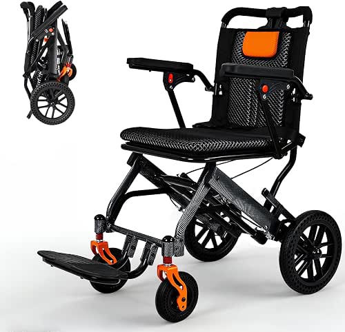 SOFTFISH Wheelchairs for Adults with Lift-Up Armrest & Footrest, Transport