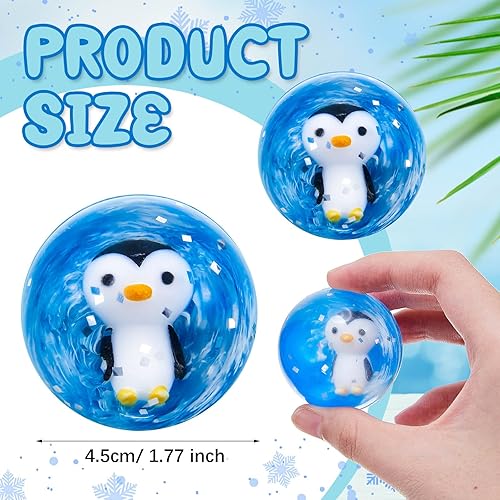 Miniatura 2 de 24 bolas hinchables de pingüino, bolas de rebote de criatura marina, peces marinos, recuerdos de fiesta, pingüino que rebota, juego de juguete de