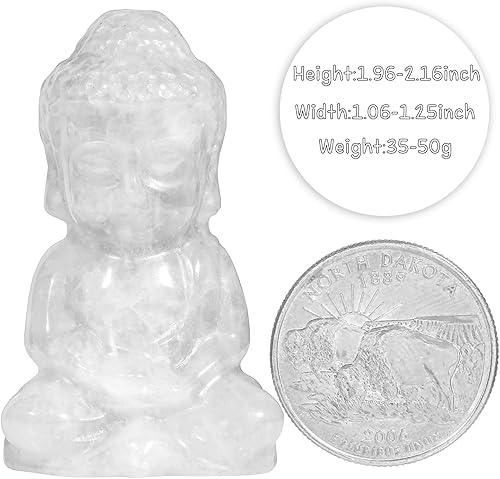 Vista 24 de Nupuyai Estatua de Buda tallada a mano con piedra de cristal para oficina en casa, escultura de piedra de aventurina verde curativa de Reiki de 1.9
