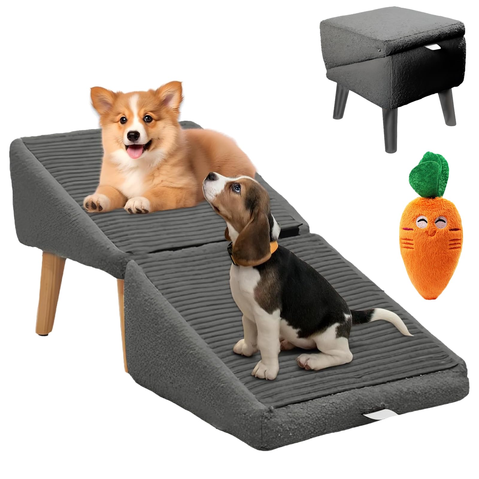 Pliable Rampe pour Chien Escalier Pliable Antidérapant Léger pour Lit Canapé Véhicule (Cendre, Taille Unique)