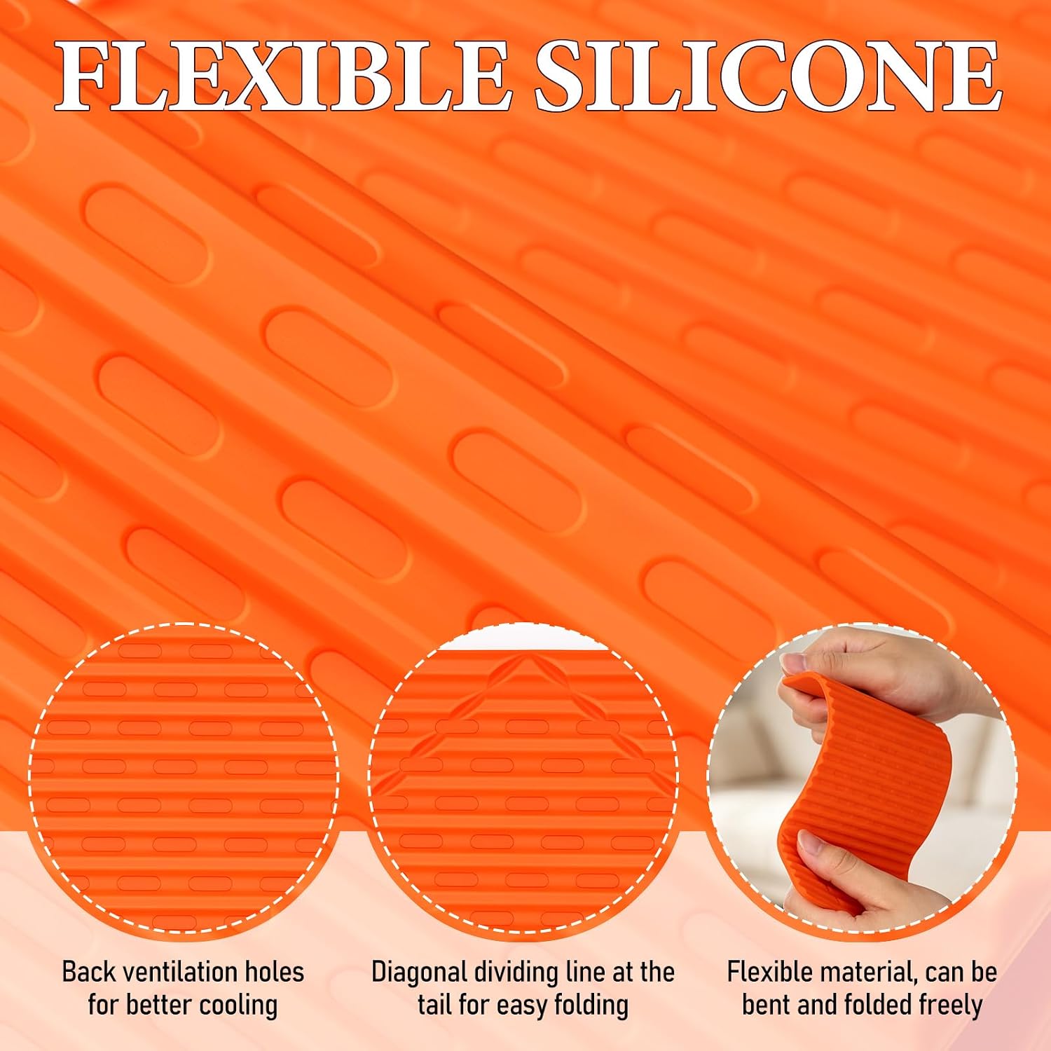 2Pack Flexible Silicone Phone Holder,New Portable Foldable Flexible Silicone Phone Stand,Bendable Rollable Foldable,Universal Adjustable Anti-Slip Desktop PhoneMount for Desk & Travel (Black+Orange)