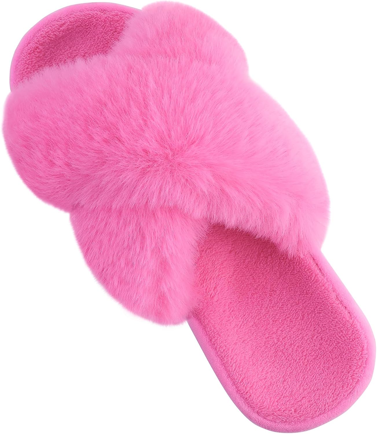 shevalues Fuzzy House Slippers for Women Cross Band Fluffy